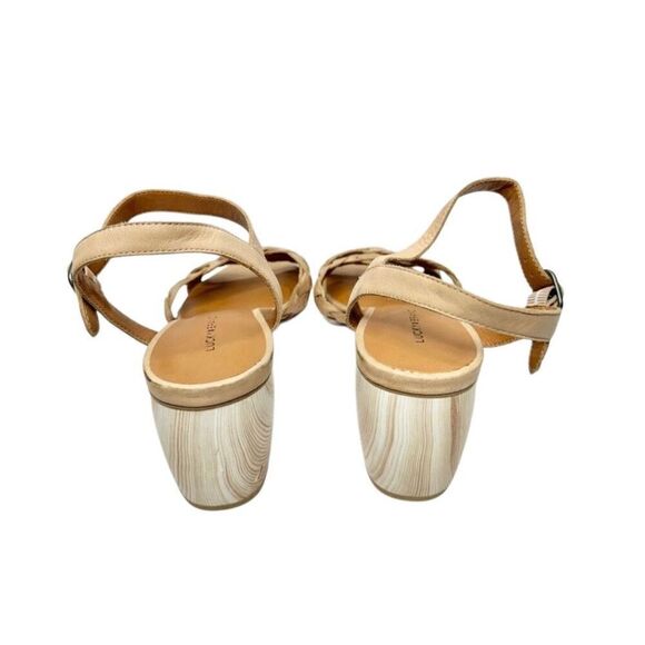 Lucky Brand Sandals Size 9.5 Tan Leather Braided Open Toe Block Heel Beachy - Picture 6 of 9